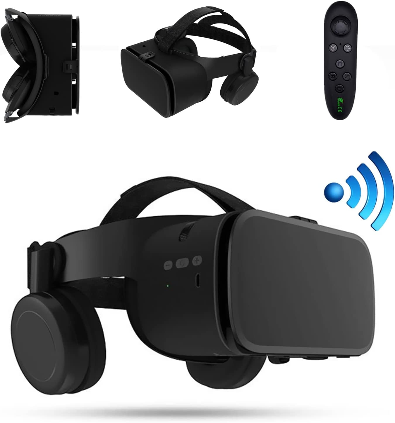 VR Virtual Reality Goggle with Wireless Remote Controller, 3D Glasses for 3D Movies Video Play Games, VR Set for IOS Android Phone for iPhone 13 12 11 Pro Mini X R S