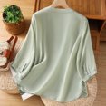 thumbnail image 4 of Vetsdori Womens T-shirts Plus Size 3/4 Sleeve Pullover Dressy Trendy,Button up Crewneck Graphic Tops for Woman Lightweight, 4 of 4