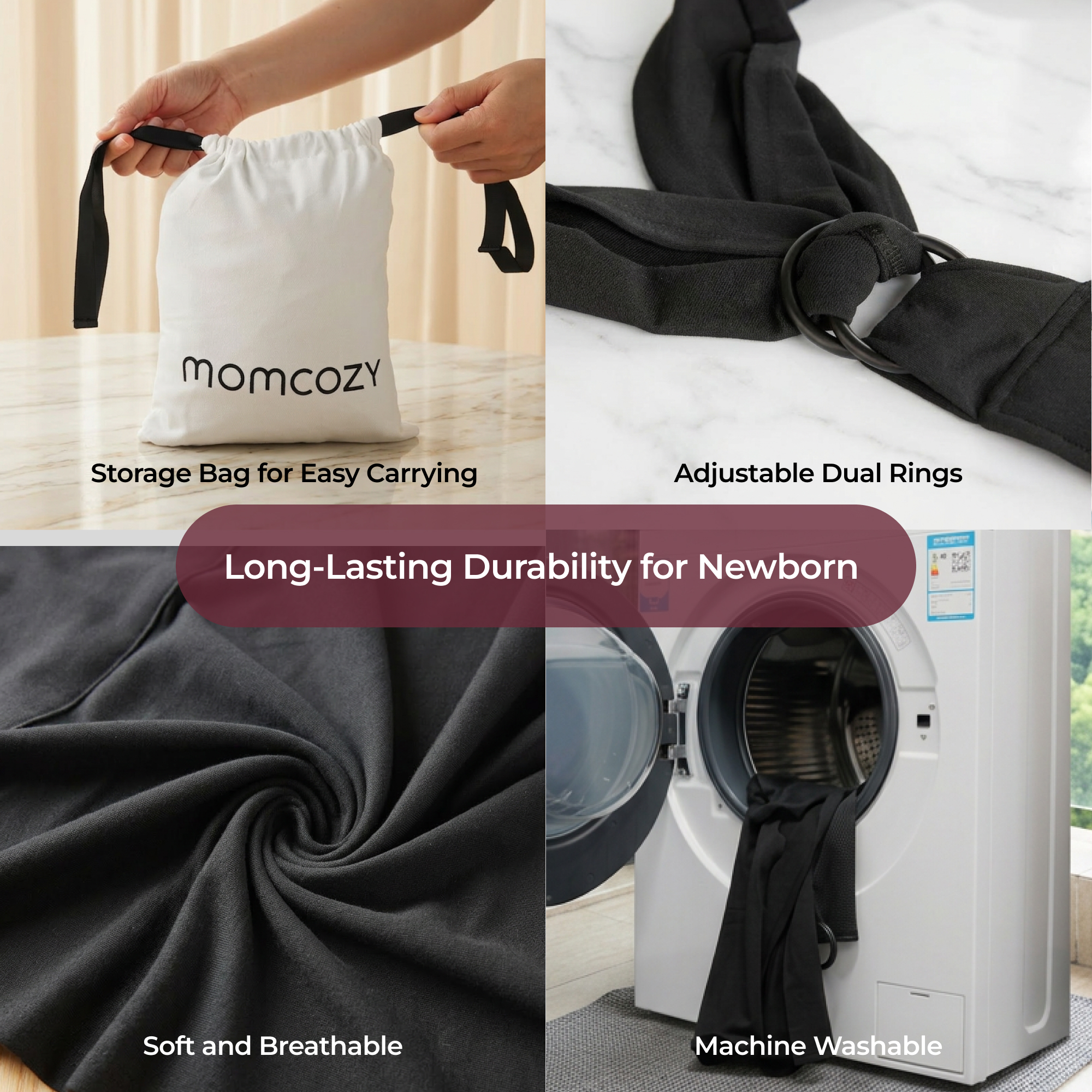 Momcozy Baby Wrap Carrier, Adjustable Newborn to Toddler photo 8