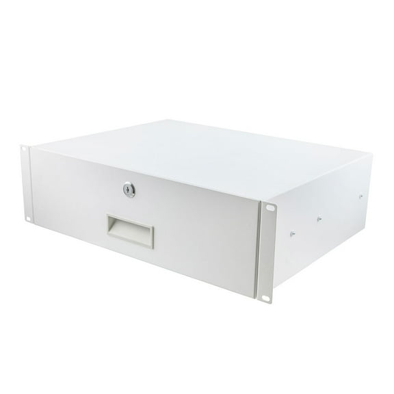 NavePoint 3U Rack Drawer for 19 Inch Server Racks and Network Cabinets, 13.7 Inches Deep Rack Mount Drawer with Lock, White