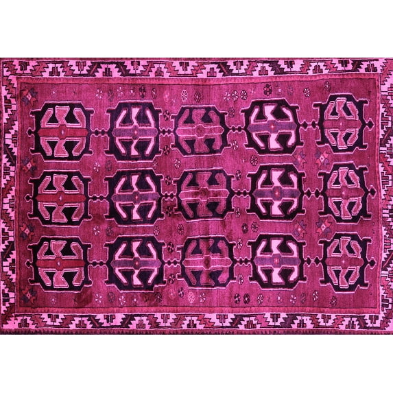 Ahgly Company Machine Washable Indoor Rectangle Persian Pink Traditional Area Rugs, 3' x 5'