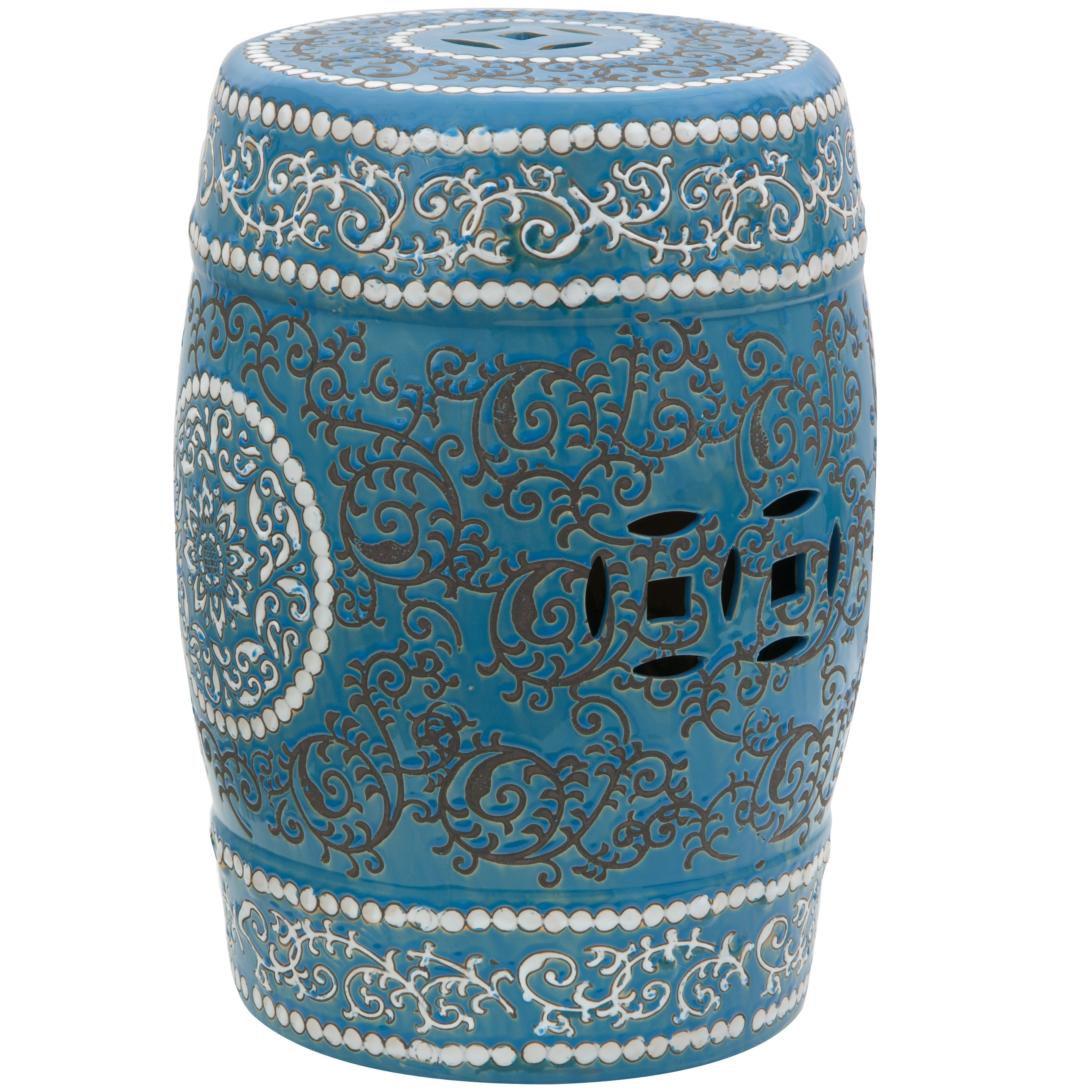 Oriental Furniture 18" Blue Medallion Porcelain Garden Stool - image 2 of 2