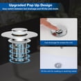 thumbnail image 6 of 3 Pack 3 in 1 Bathroom Sink Drain Strainer, Universal Pop Up Stopper with Removable Stainless Steel Filter Basket Hair Catcher, Sink Plug for 1.1''~2.36'' Basin, Brass Bullet Core, Rose Gold, 6 of 9