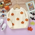 thumbnail image 5 of Krdevn Baby Halloween Sweater Pumpkin Knit Top Long Sleeve Crewneck Fall Outfit Toddler Clothing Cute Warm,Color:Beige Size:6-9 Months, 5 of 8