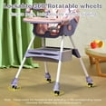 thumbnail image 6 of HAOUUCYIN 4-in-1 Baby High Chair, Portable Dining Chairs Eat & Play with Double-Layer Dinner Plate and Toy Rack, for 0-36 Months, Purple, 6 of 9