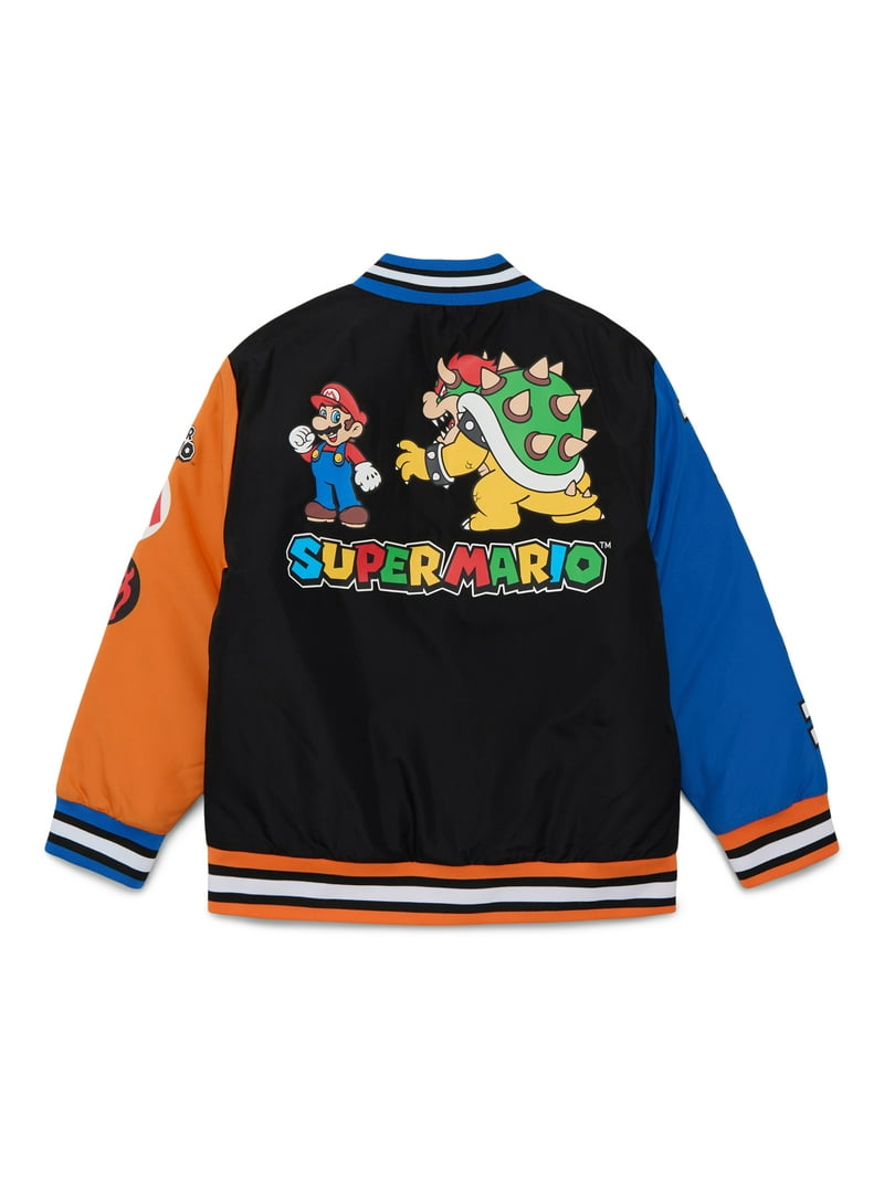Super Mario and Bowser Boys Bomber Jacket, Sizes 4-12
