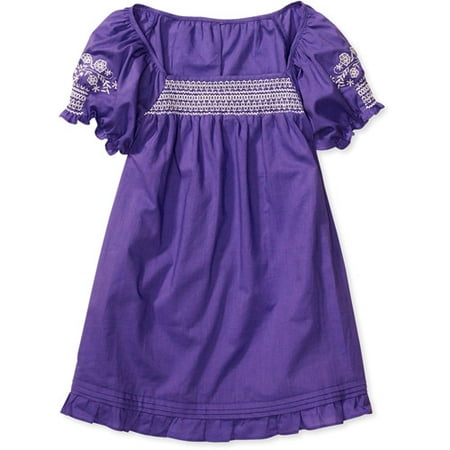 Faded Glory - Girls' Cap-Sleeve Embroidered Trapeze Top