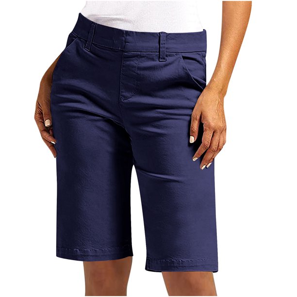Mujeres Pantalones Cortos con Bolsillos Moda Verano Casual Sargamán Color Sólido Medio Pantalones Cortos, Poliéster Spandex