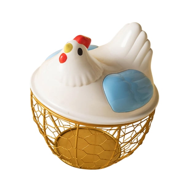 Cesta de huevo de pollo Soporte de huevo fresco Contenedor de almacenamiento de huevo redondo rústico Encimera Cesta de recolección de huevos para