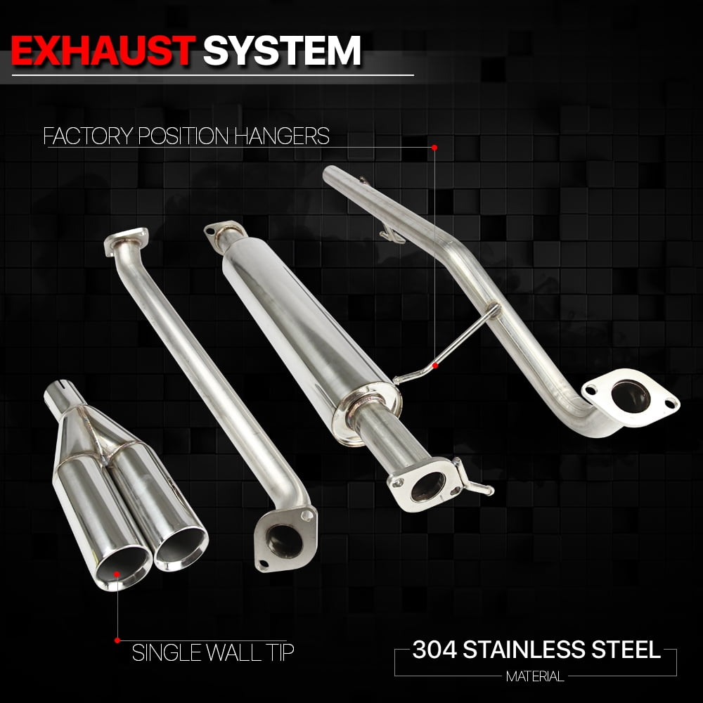 DNA Motoring For 06-11 Kia Rio Stainless Steel Catback Exhaust System Dual Muffler Tip Upgrade Kit