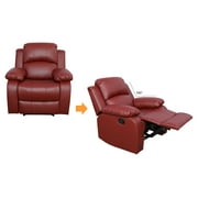 Pon Living Living Room Recliner Chair, Modern Red Leather Reclining Chair