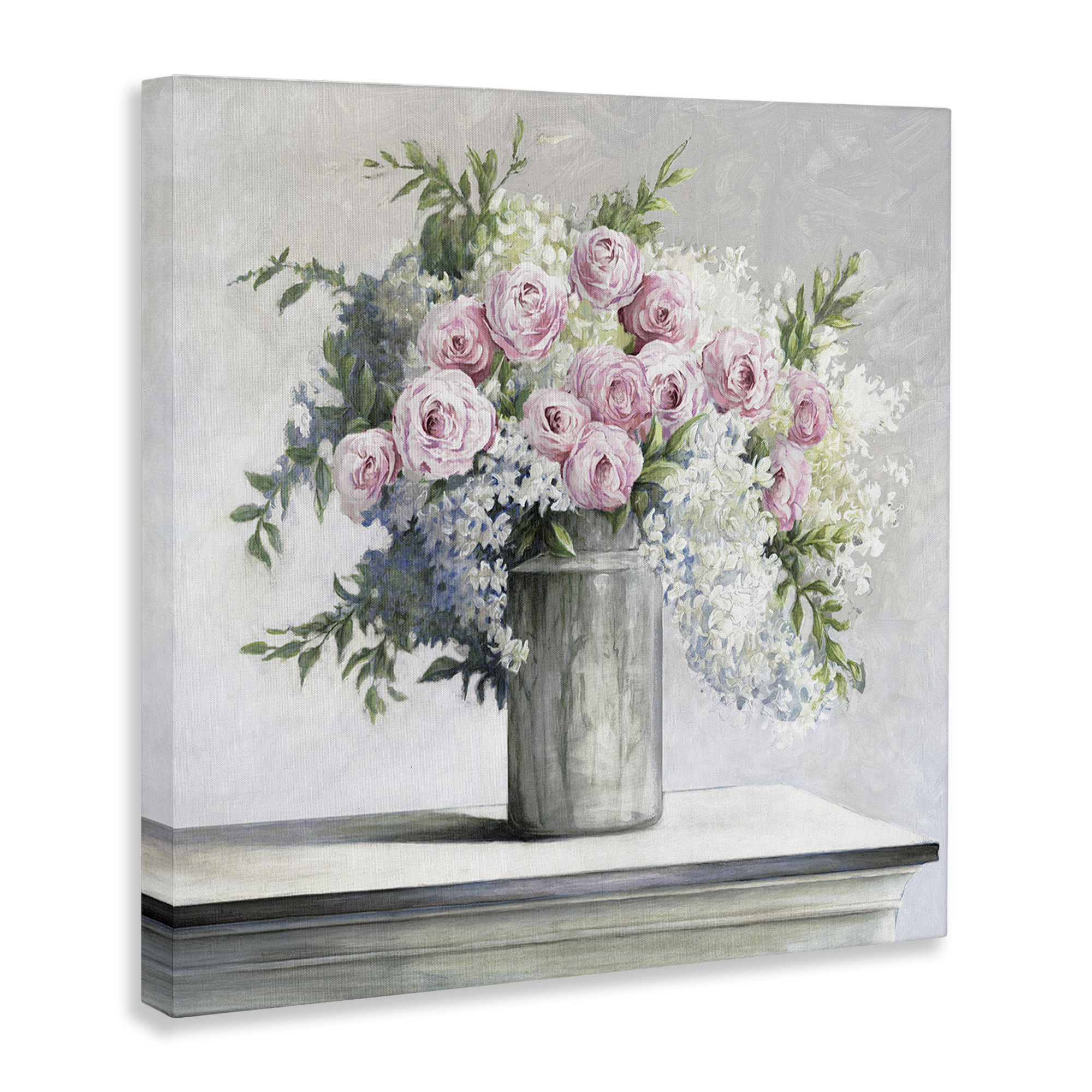 Stupell Industries Soft Pink Roses Botanical & Floral Painting Gallery Wrapped Canvas Art Print Wall Art, 24 x 24