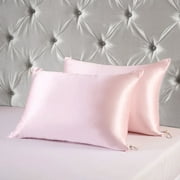 2 Pack Luxury Satin Pillow Case (Queen, Pink)