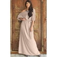 thumbnail image 4 of KOH KOH Long One Off Shoulder Flowy Casual 3/4 Short Sleeve Full Floor Length Cocktail Evening Wedding Party Guest Sexy Tall Maxi Dress Gown For Women Nude Champagne Brown X-Large US 14-16 NT001, 4 of 6