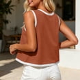 thumbnail image 5 of TGSLY Color Block Contrast Trim Tank Tops for Women Crew Neck Sleeveless Blouses A-Line Flowy Loose Fit Solid Color Going Out Tshirts S, 5 of 6