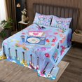 thumbnail image 2 of Erosebridal Ensembles de Couvre-Lit Papillon Guitare Format Simple,Courtepointe avec Ruban Microphone,Ensembles de Courtepointes Notes Musicales pour Lit Format Simple,Décoration de Chambre Florale Légère,2 Pcs, 2 of 5