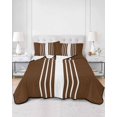 thumbnail image 3 of Brown White Stripe Full Size Down Alternative Comforter, Lightweight Comforter Quilt Bedding Set with Pillow Shams Modern Rustic Vertical Striped All Seasons Bed Comforter Duvet Insert 78"x90", 3 of 7