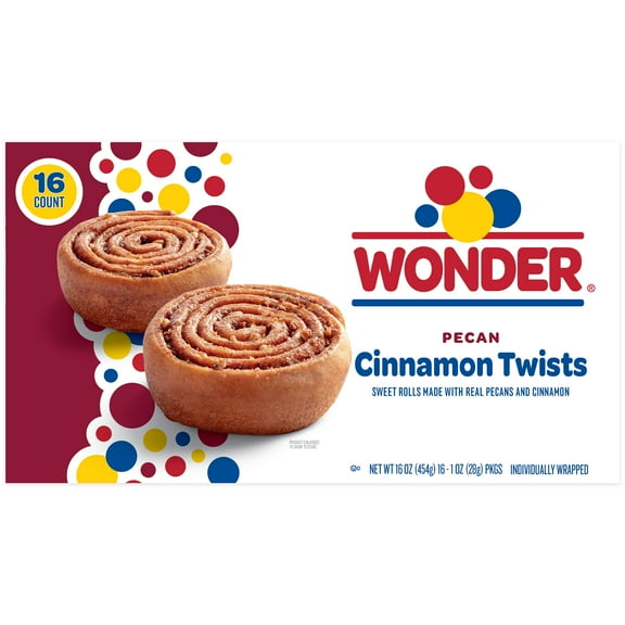 Wonder Cinnamon Twist, Individually Wrapped Cinnamon and Pecan Baked Pastry Rolls, 16 oz, 16 Count