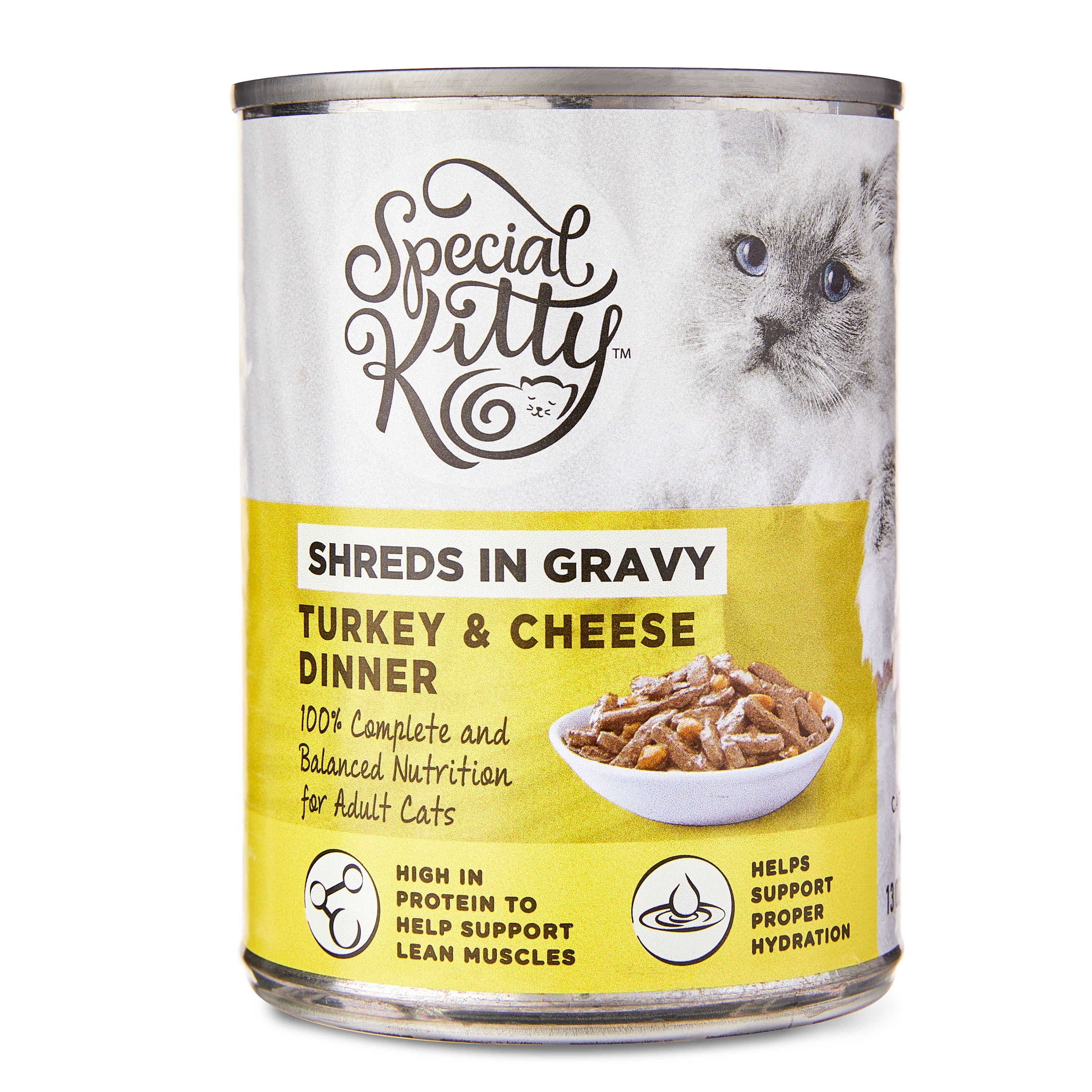 (6 pack) Special Kitty Turkey & Cheese Dinner Shreds in Gravy Wet Cat Food, 13 oz Can
