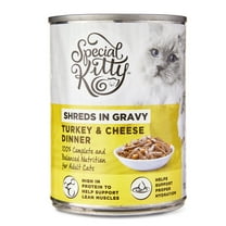 Special Kitty Turkey & Cheese Dinner Shreds in Gravy Wet Cat Food, 13 oz Can