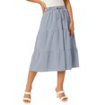 thumbnail image 4 of INSPIRE CHIC Mother's Day Women's Gingham Skirt Summer Casual Drawstring Waist Tiered Plaid A-Line Midi Skirts Deep Blue S, 4 of 6