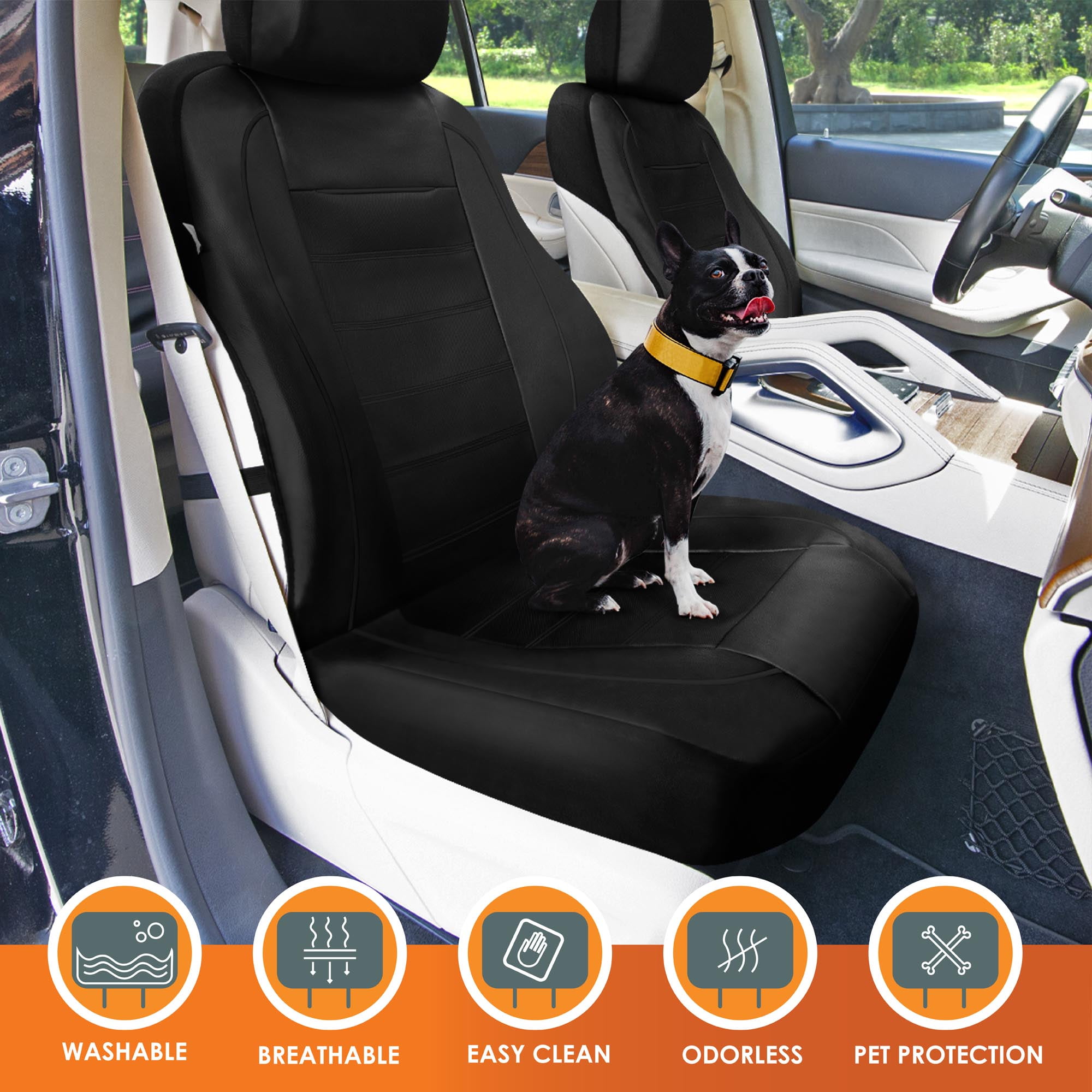 Universal Fit Car Seat Cover – Full Set of Automotive Car Seat Covers, Premier Leatherette Seat Covers, Water-resistant Seat Protector for Cars, Trucks, SUVs and Vans