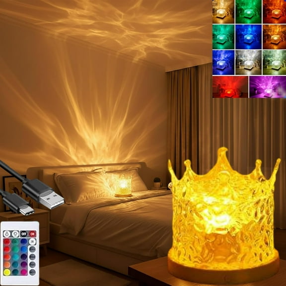 Aurora Borealis Night Light Projector, 16-Color Rotating Water Ripple Light for Bedroom Wall & Ceiling. 3D Romantic Ripple Projector, Rechargeable