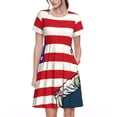 thumbnail image 1 of Disketp American Astronaut Runs Forward para Vestido de Manga Corta para Mujeres, Vestidos de Verano para Mujeres, Casual y Holgado para la Playa, 1 of 6