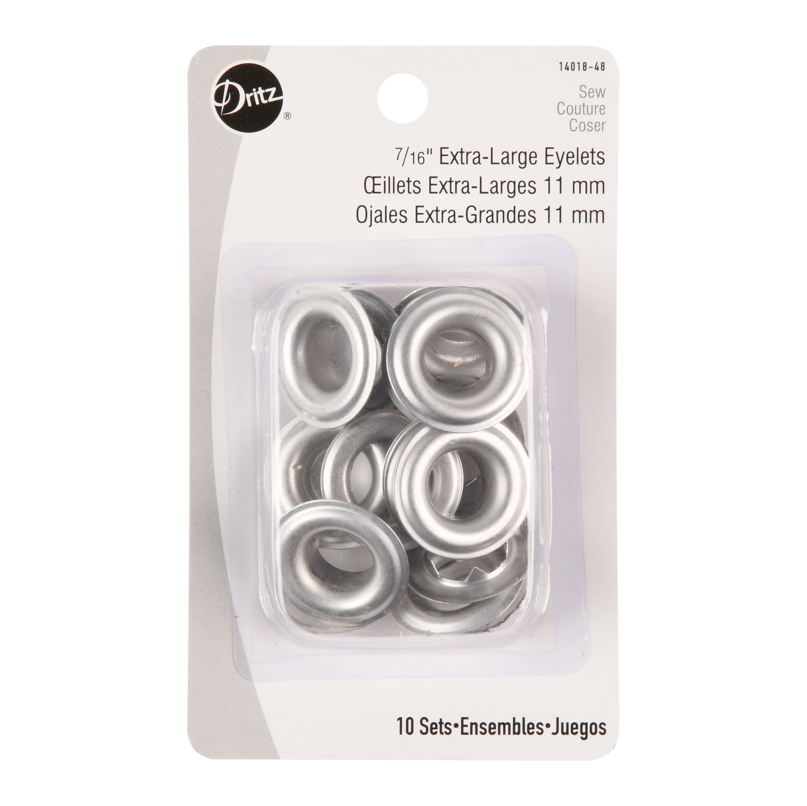 Dritz Silver Extra Large Eyelets, 10 Piece
