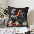 thumbnail image 2 of Velvet Decorative Throw Pillow Covers Set of 2, Soft Square Cushion Cover with Invisible Zipper Moon Rollerblades Printing, 18"x18", 2 of 7