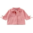thumbnail image 1 of Little Girls Jacket Solid Color Loose Bow Neck Side Pockets Outerwear, 1 of 6