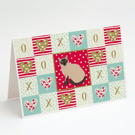 Siamese Traditional Cat Love Greeting Cards and Envelopes Pack of 8