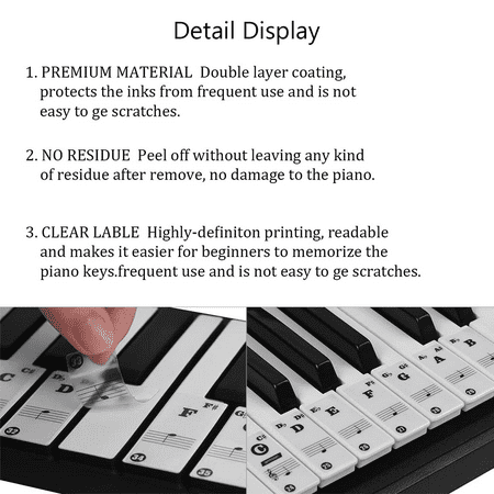 Note de clavier de piano en silicone réutilisable, notes de piano