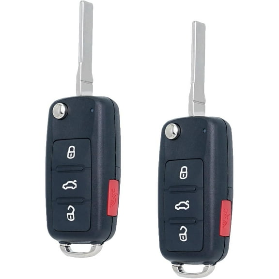 Key Fob Replacement Fits for 2012-2016 Volkswagen Jetta Passat Tiguan Beetle CC Eos Golf GTI Touarge VW Flip Key Remote Control Keyless Entry NBG010180T 5K0837202AK 4 Button (Set of 2)