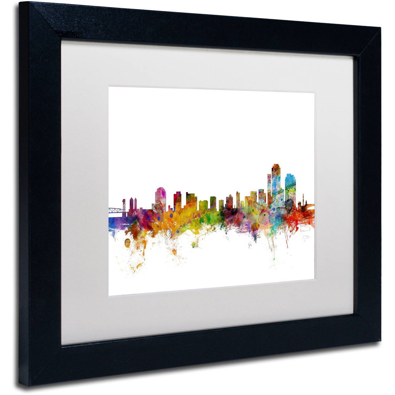 Trademark Fine Art 'Wilmington Delaware Skyline' Canvas Art by Michael Tompsett, White Matte, Black Frame
