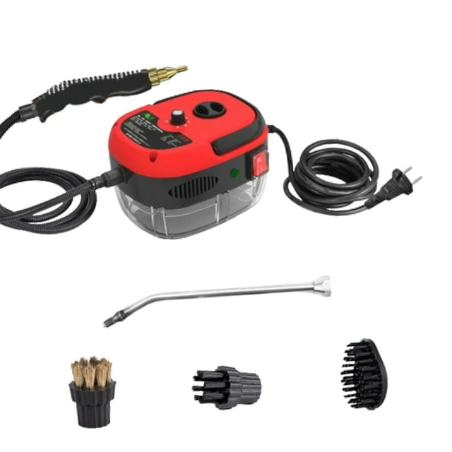 Lipstore High Temperature Steam Cleaner, Steam Cleaning Machine with Brush Heads, High Pressure Steam Cleaning Machine for Cars Toilet Red