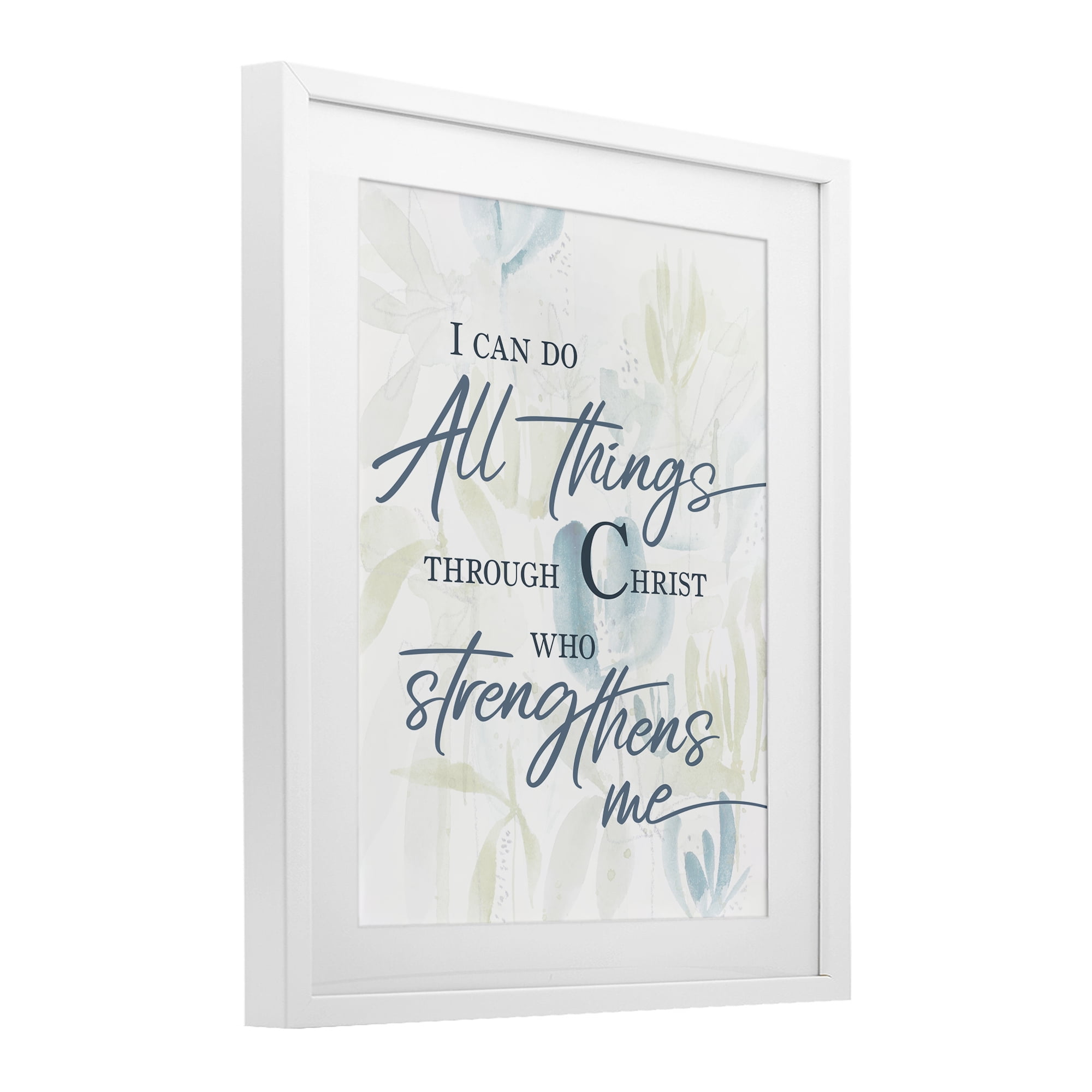 Stupell Industries All Things Through Christ White Framed Print Under Glass, design by Krinlox