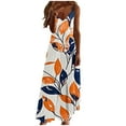 thumbnail image 3 of Feancey Vacation Sundress for Women Sleeveless V Neck Maxi Dresses Summer Casual Floral Print Slip Dress Beach Flowy Ruffle Dresses Spring Sales Multicolor#10 XL, 3 of 6