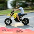 thumbnail image 4 of DuoDian Electric Dirt Bike for kids,850W Peak Motor 15.5MPH Top Speed, 6.8Miles Range 36V 4Ah Battery, 12*2.75 Inch Inflatable Tires, Rear Disc Brake For Road age 3-10，Yellow, 4 of 9