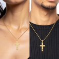 thumbnail image 2 of 14K Solid Yellow Gold Jesus Christ Latin Mexican Holy Cross Necklace Religious Chain Pendant Charm, 2 of 11