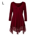 thumbnail image 1 of Vestido corto de empalme de encaje de talla grande para mujer Blusa de manga larga sexy Top informal de trabajo Methold AP1427-01B, 1 of 7