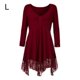 thumbnail image 1 of Vestido corto de empalme de encaje de talla grande para mujer Blusa de manga larga sexy Top informal de trabajo Vogacara AP1427-01B, 1 of 7
