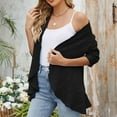 thumbnail image 3 of Conairie Summer Cardigan for Women 3/4 Sleeves Open Front Lightweight Casual Tops Soft Netted Knit Draped Ruffles Cover U.S Black XXL, 3 of 5