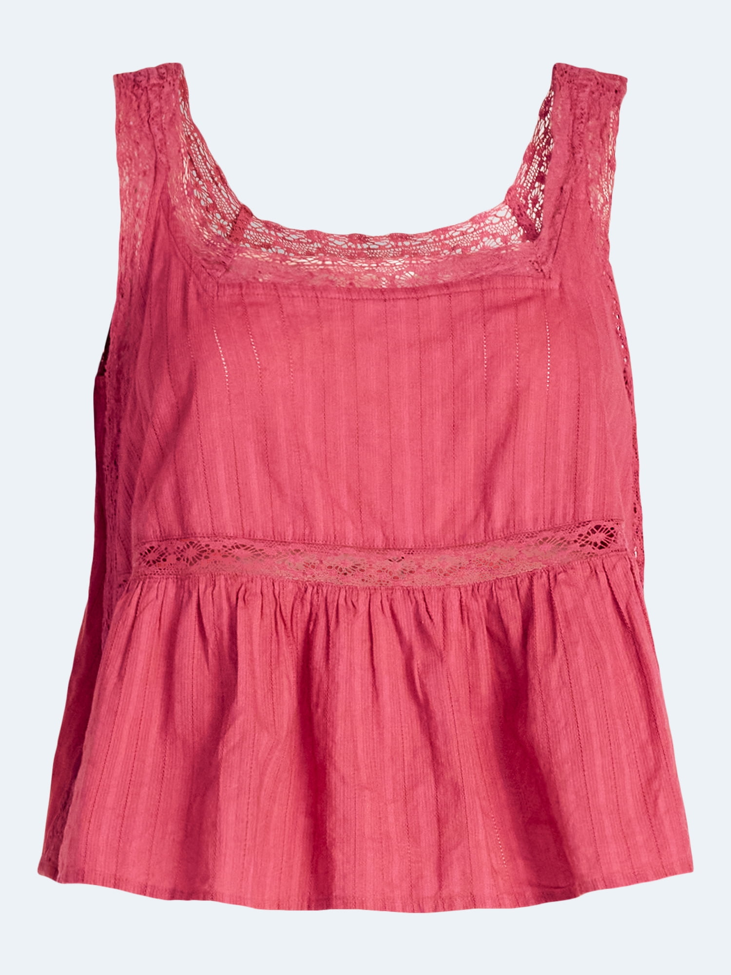 Scoop Women's and Women's Plus Cropped Lace Tank Top, Sizes XS-4X