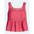 thumbnail image 5 of Scoop Women’s and Women’s Plus Cropped Lace Cotton Tank Top, Sizes XS-4X, 5 of 6