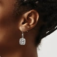 thumbnail image 4 of Chisel Stainless Steel Polished Square Grey Glass Dangle Shepherd Hook Earrings - 36mm, 4 of 7