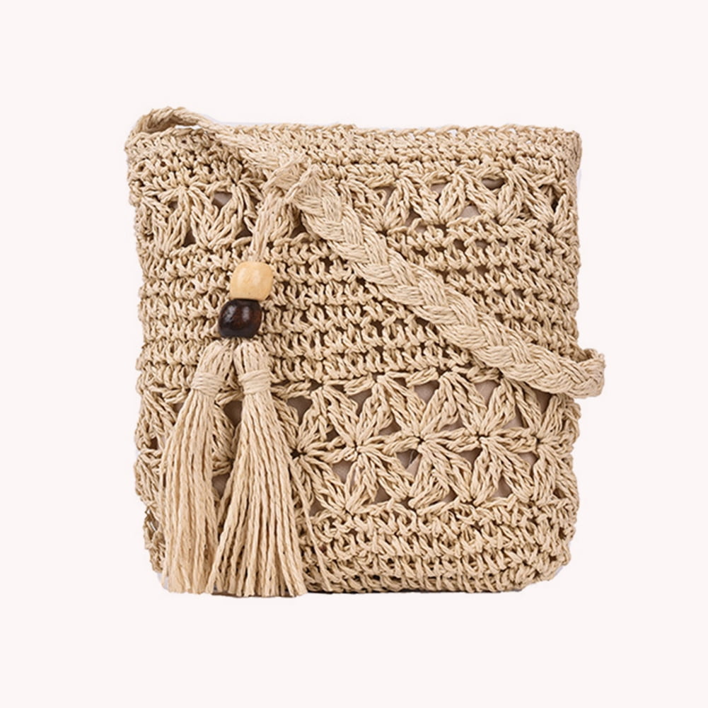 Woven Straw Crossbody Bags Women Boho Summer Elegant Small Handbag