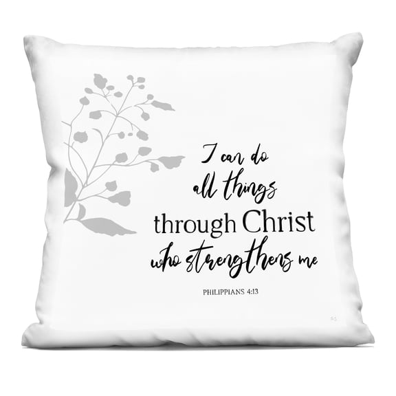 Stupell Industries All Things Through Christ Decorative Printed Throw Pillow, design by Val Rhodes