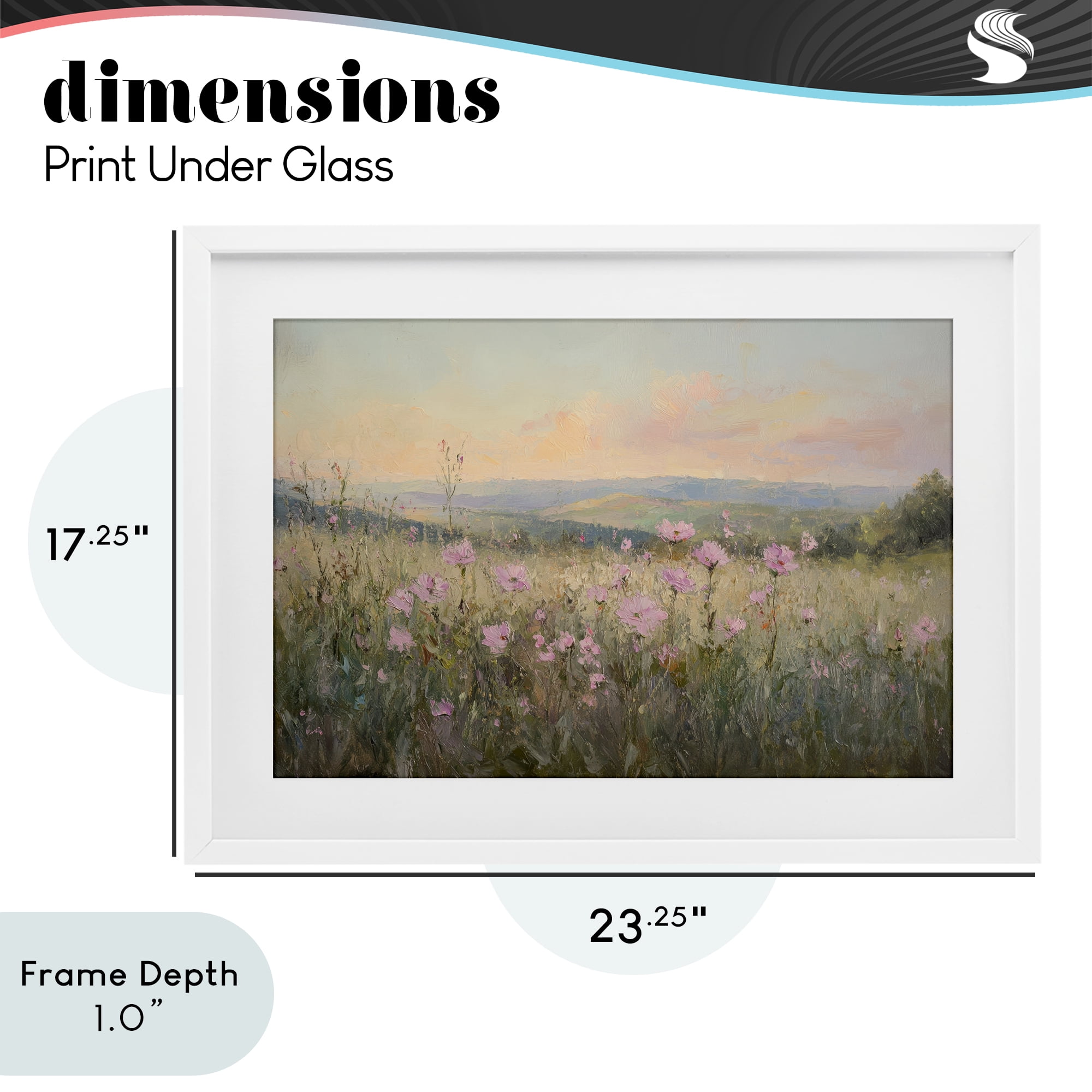 Stupell Industries Tranquil Meadow At Dawn White Framed Print Under Glass, design by Petal Prints Design