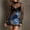 Blue Flower, variant on Women's Sexy Lace Trim with Floral Print High Neck Long Sleeve Bodycon Mini Dress for Formal & Casual Red Floral，L